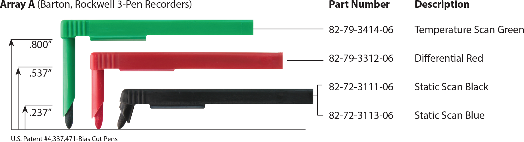 Disposable Black Pens for Barton Chart Recorder Graphic Controls 82-72-0111-06 