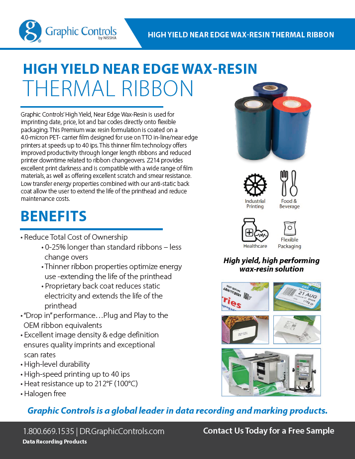 <p>High Yield Near Edge Wax-Resin Thermal Ribbon</p>