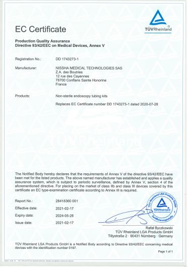 <p>EC Certificate 93/42/EEC Annex V</p>