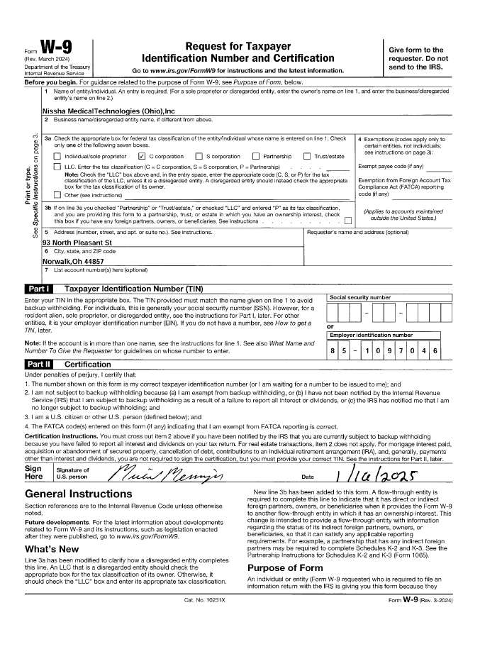 <p>Nissha Medical Technologies (Ohio), Inc.</p>